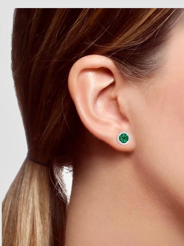 Lab Emerald Stud Earrings