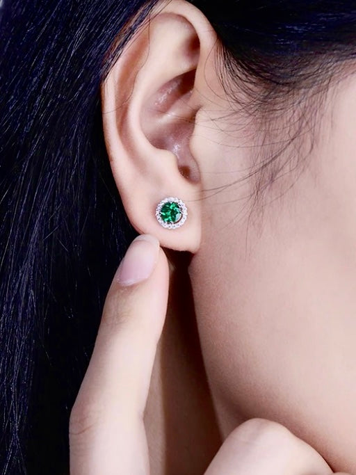 Lab Emerald Stud Earrings