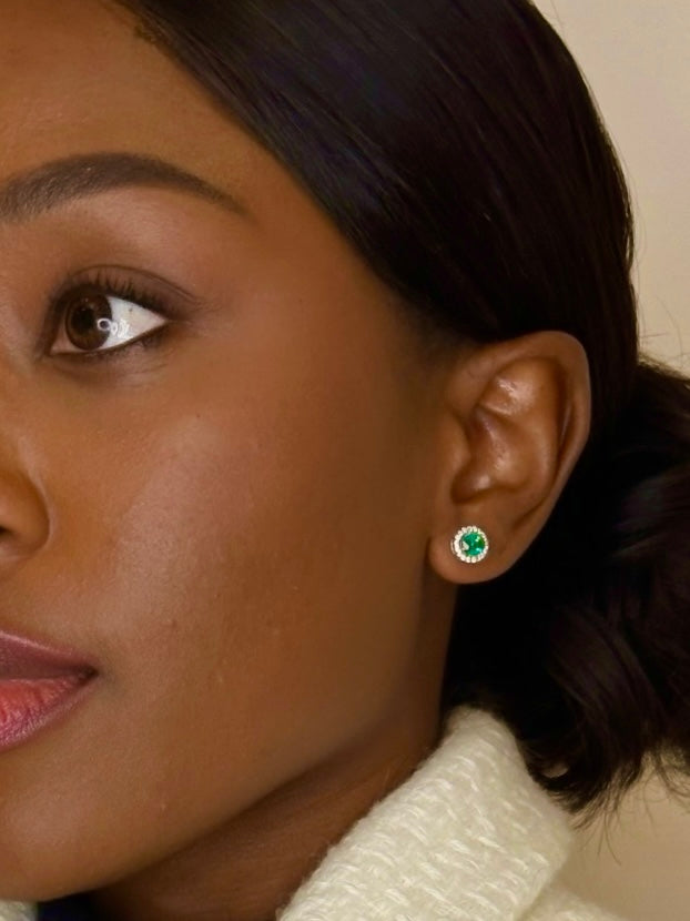 Lab Emerald Stud Earrings