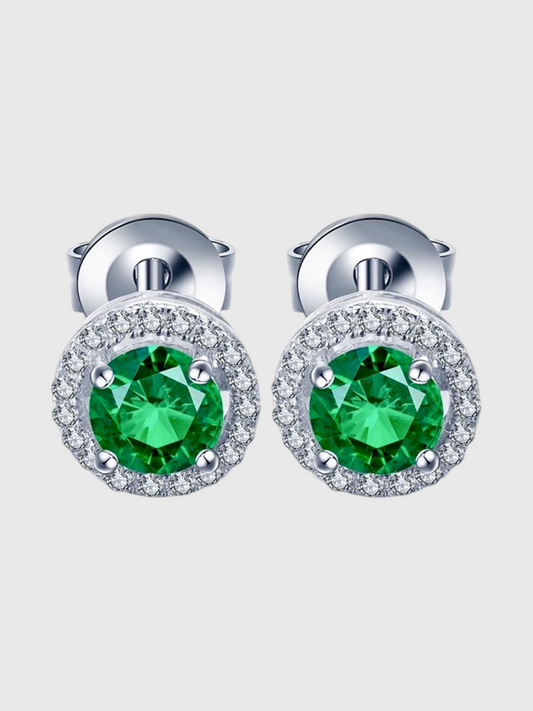 Lab Emerald Stud Earrings